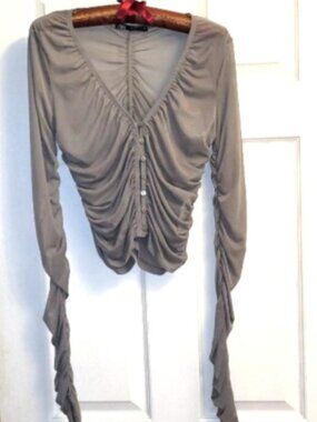 🎉NWOT🎉ZARA Soft Grey Tulle V-Neck Cardigan